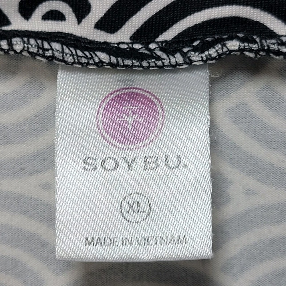 Soybu Mini Pull On Skirt Womens XL Geometric Aline Sporty Stretch Black White - Picture 6 of 10
